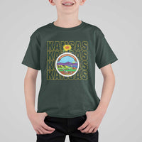 Retro Kansas Flag Vintage KS Souvenir T Shirt For Kid