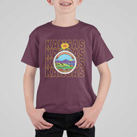 Retro Kansas Flag Vintage KS Souvenir T Shirt For Kid