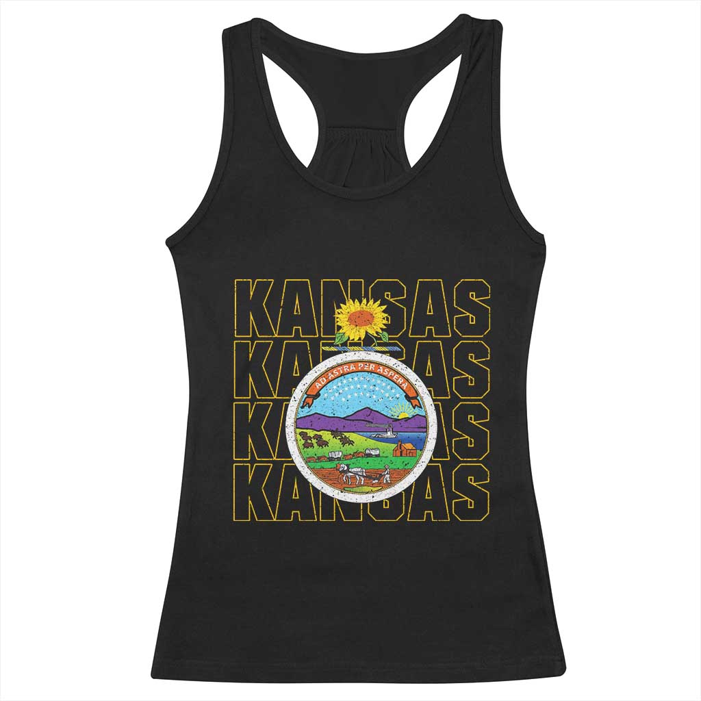 Retro Kansas Flag Vintage KS Souvenir Racerback Tank Top