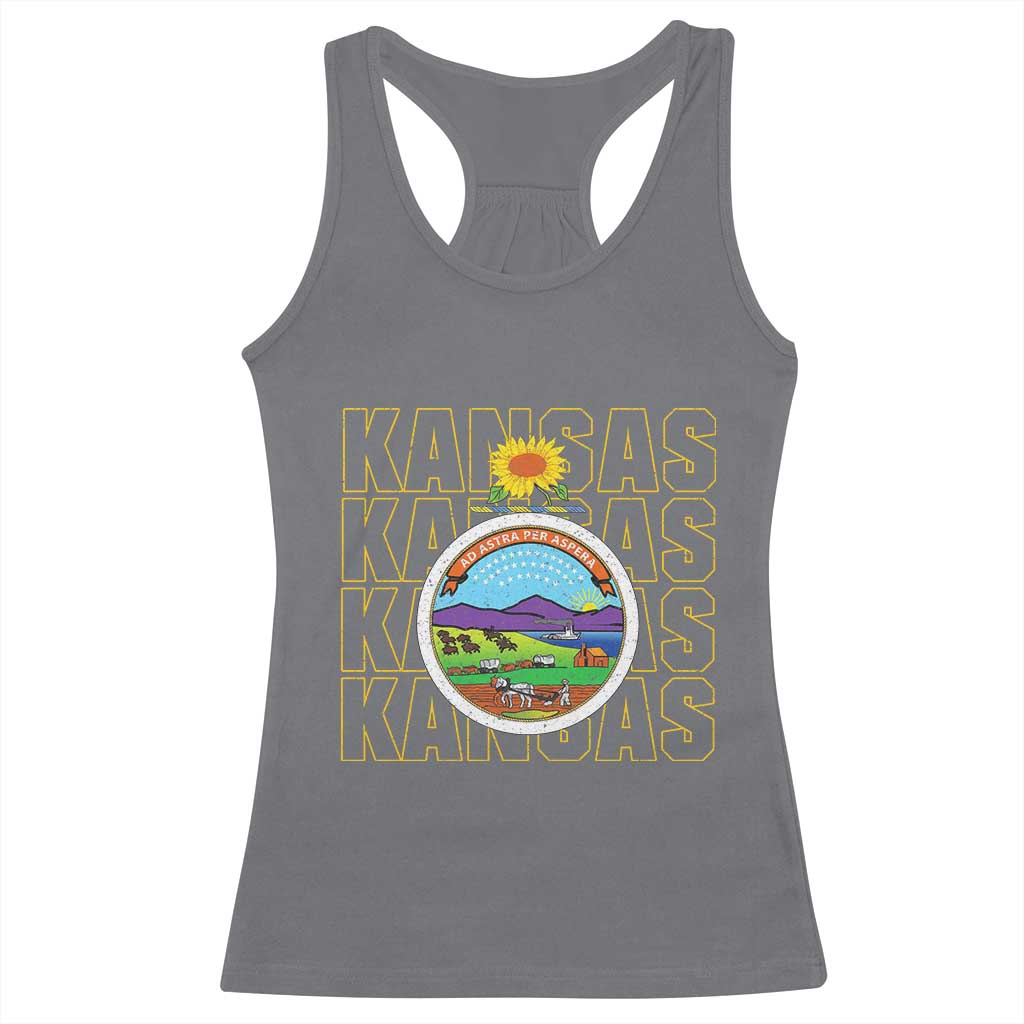 Retro Kansas Flag Vintage KS Souvenir Racerback Tank Top