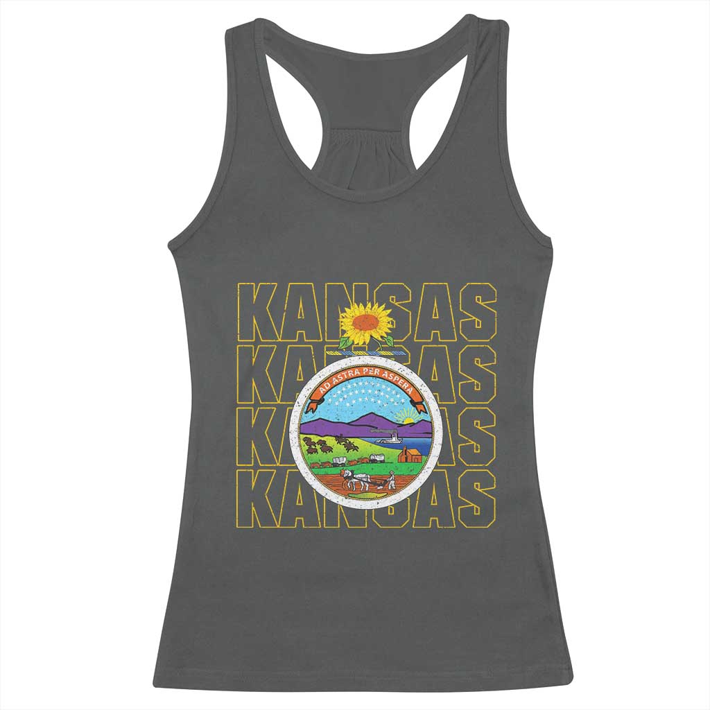Retro Kansas Flag Vintage KS Souvenir Racerback Tank Top