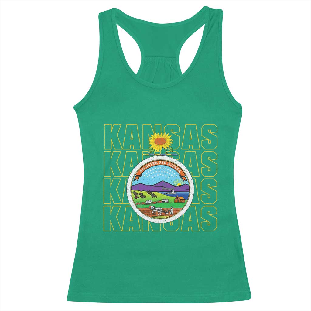 Retro Kansas Flag Vintage KS Souvenir Racerback Tank Top