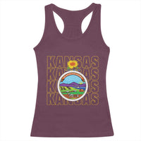 Retro Kansas Flag Vintage KS Souvenir Racerback Tank Top