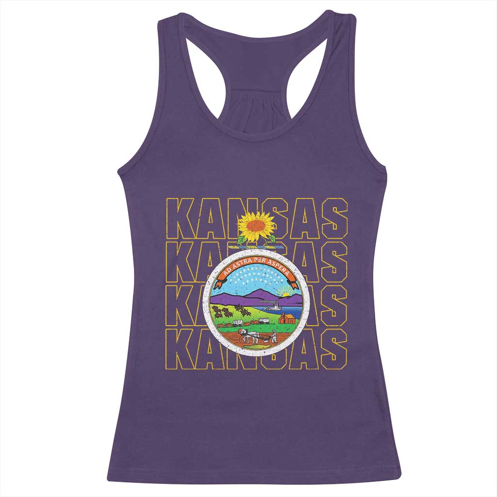 Retro Kansas Flag Vintage KS Souvenir Racerback Tank Top