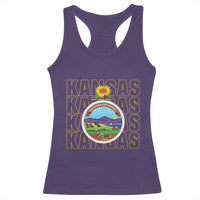 Retro Kansas Flag Vintage KS Souvenir Racerback Tank Top