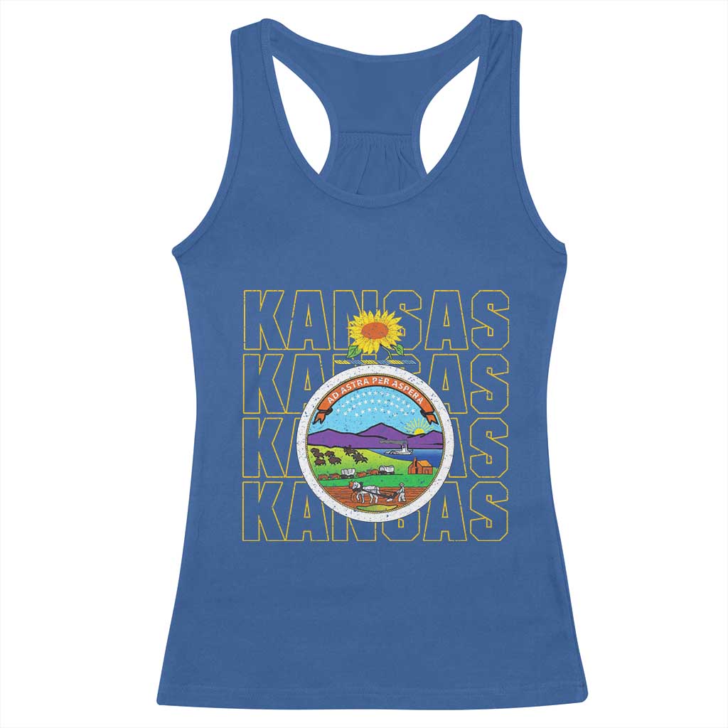 Retro Kansas Flag Vintage KS Souvenir Racerback Tank Top