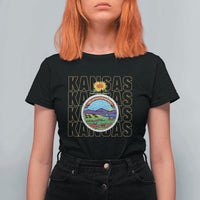 Retro Kansas Flag Vintage KS Souvenir T Shirt For Women