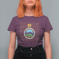 Retro Kansas Flag Vintage KS Souvenir T Shirt For Women