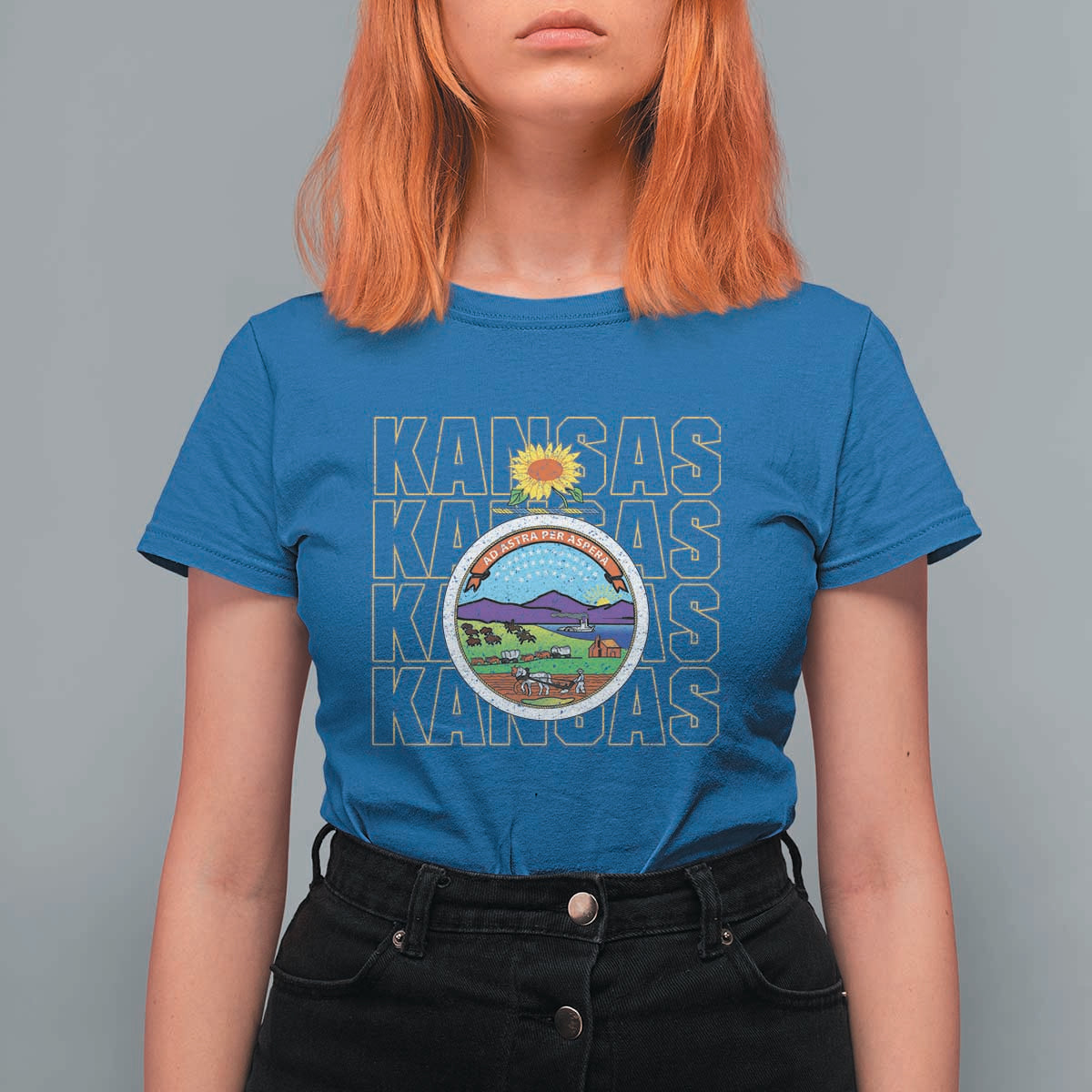 Retro Kansas Flag Vintage KS Souvenir T Shirt For Women