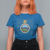 Retro Kansas Flag Vintage KS Souvenir T Shirt For Women