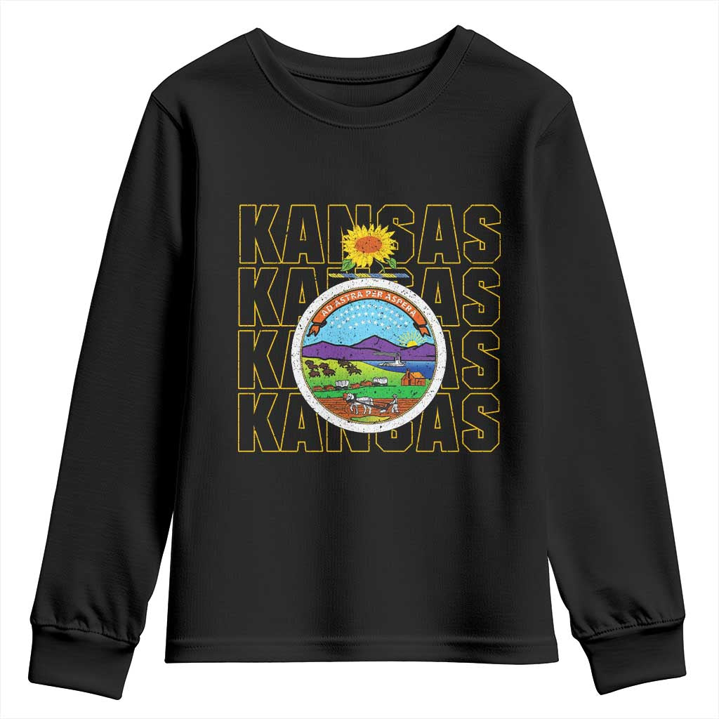 Retro Kansas Flag Vintage KS Souvenir Youth Sweatshirt
