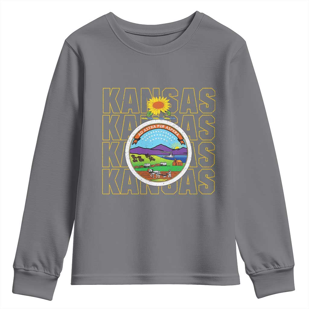 Retro Kansas Flag Vintage KS Souvenir Youth Sweatshirt