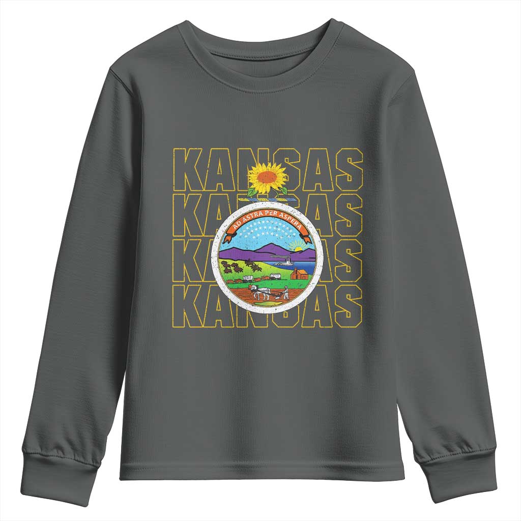 Retro Kansas Flag Vintage KS Souvenir Youth Sweatshirt