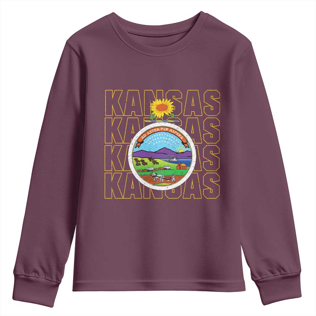 Retro Kansas Flag Vintage KS Souvenir Youth Sweatshirt