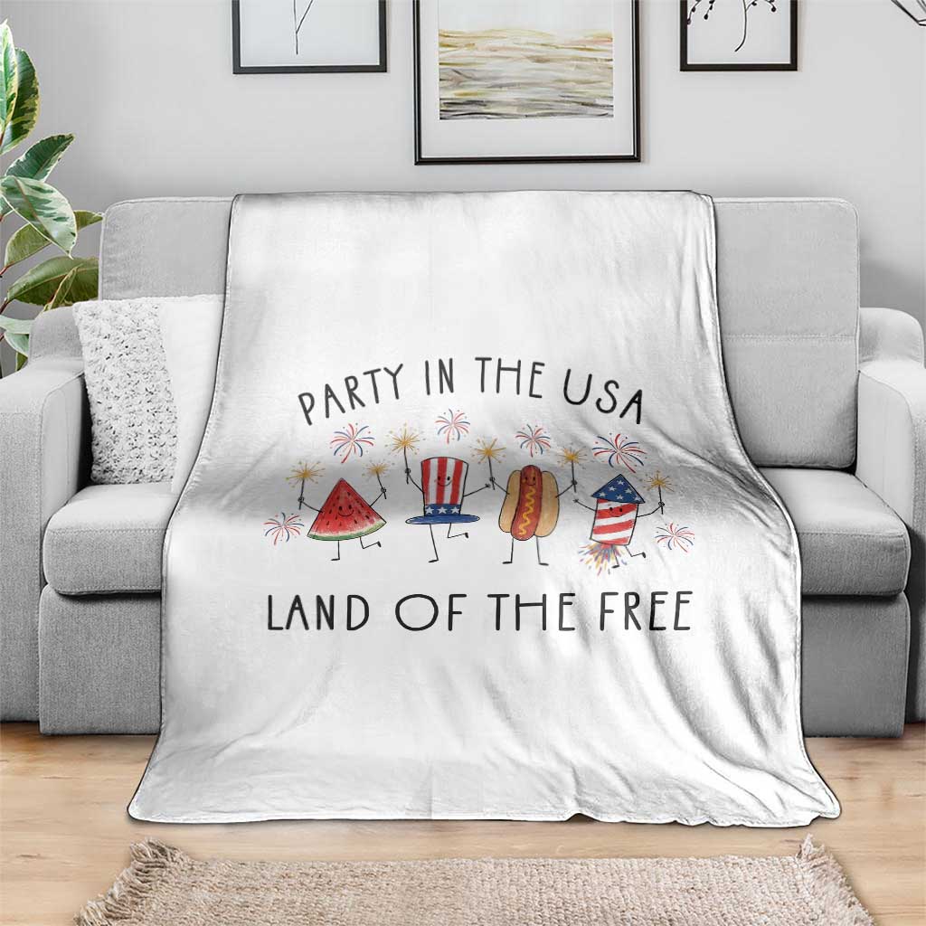 Patriotic Doodle Throw Blanket Watermelon Hotdog Firework Cute Fourth of July