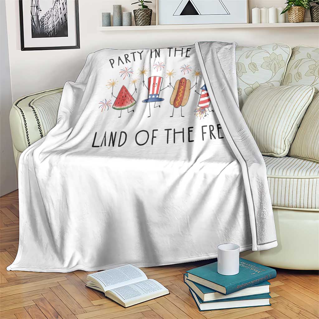 Patriotic Doodle Throw Blanket Watermelon Hotdog Firework Cute Fourth of July