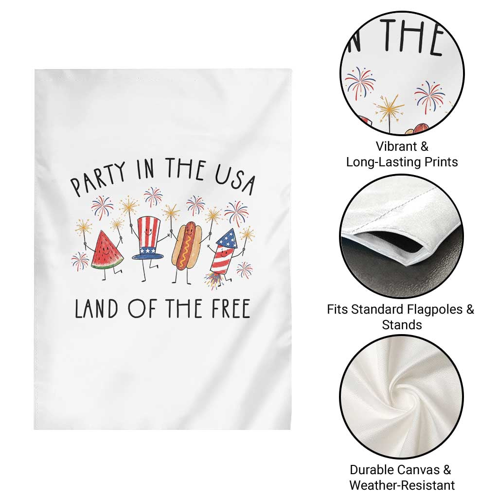 Patriotic Doodle Garden Flag Watermelon Hotdog Firework Cute Fourth of July