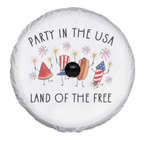 Patriotic Doodle Spare Tire Cover Watermelon Hotdog Firework Cute Fourth of July
