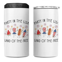 Patriotic Doodle 4 in 1 Can Cooler Tumbler Watermelon Hotdog Firework Cute Fourth of July
