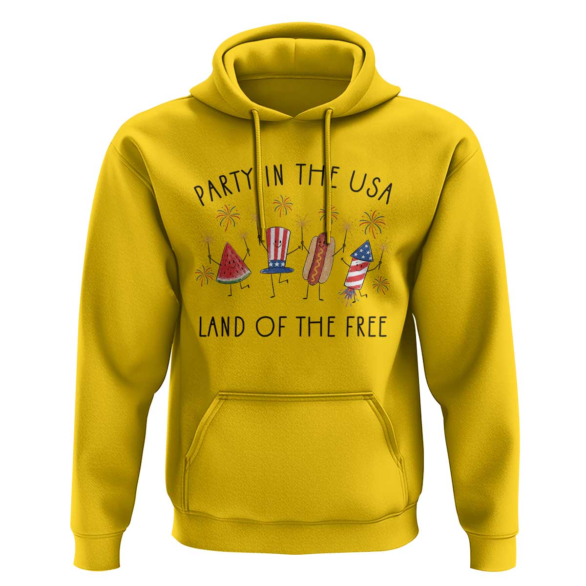 Patriotic Doodle Hoodie Watermelon Hotdog Firework Cute Fourth of July
