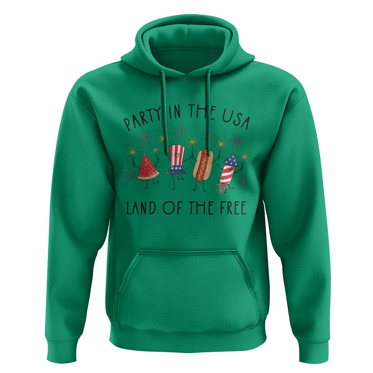 Patriotic Doodle Hoodie Watermelon Hotdog Firework Cute Fourth of July