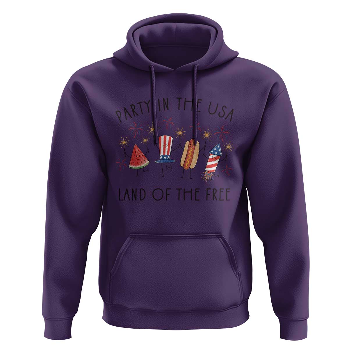 Patriotic Doodle Hoodie Watermelon Hotdog Firework Cute Fourth of July
