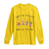 Patriotic Doodle Long Sleeve Shirt Watermelon Hotdog Firework Cute Fourth of July