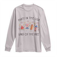 Patriotic Doodle Long Sleeve Shirt Watermelon Hotdog Firework Cute Fourth of July