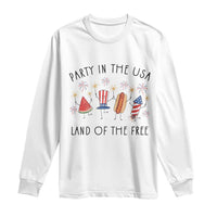 Patriotic Doodle Long Sleeve Shirt Watermelon Hotdog Firework Cute Fourth of July
