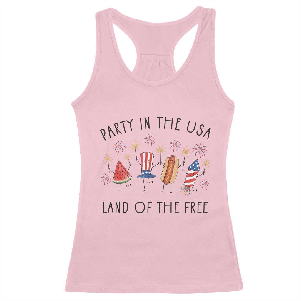 Patriotic Doodle Racerback Tank Top Watermelon Hotdog Firework Cute Fourth of July