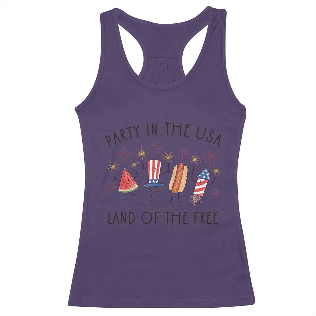 Patriotic Doodle Racerback Tank Top Watermelon Hotdog Firework Cute Fourth of July