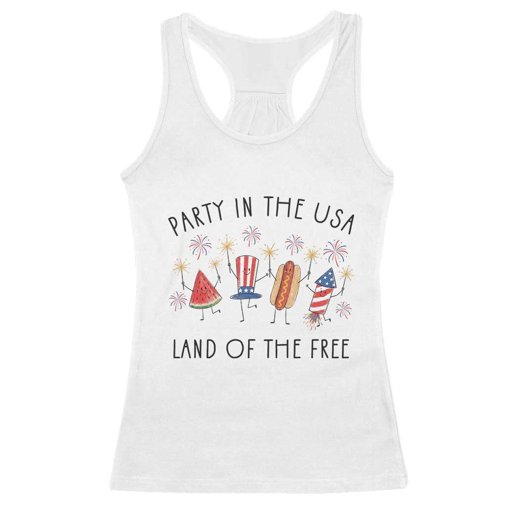 Patriotic Doodle Racerback Tank Top Watermelon Hotdog Firework Cute Fourth of July