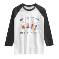 Patriotic Doodle Raglan Shirt Watermelon Hotdog Firework Cute Fourth of July