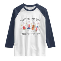 Patriotic Doodle Raglan Shirt Watermelon Hotdog Firework Cute Fourth of July