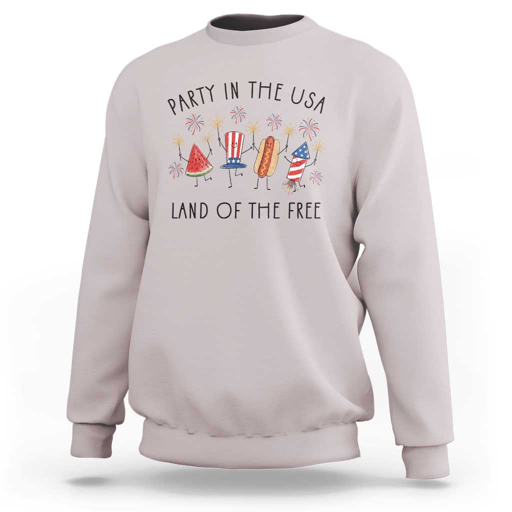 Patriotic Doodle Sweatshirt Watermelon Hotdog Firework Cute Fourth of July
