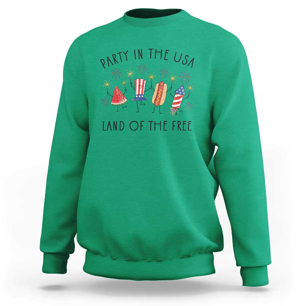 Patriotic Doodle Sweatshirt Watermelon Hotdog Firework Cute Fourth of July