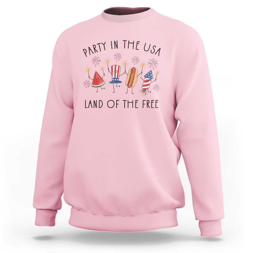 Patriotic Doodle Sweatshirt Watermelon Hotdog Firework Cute Fourth of July