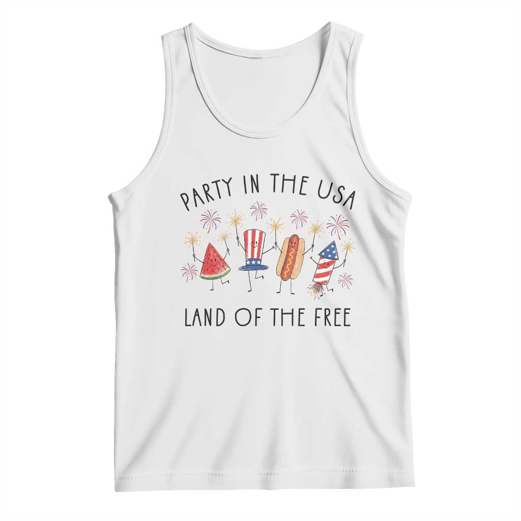Patriotic Doodle Tank Top Watermelon Hotdog Firework Cute Fourth of July