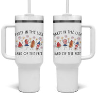 Patriotic Doodle Tumbler With Handle Watermelon Hotdog Firework Cute Fourth of July