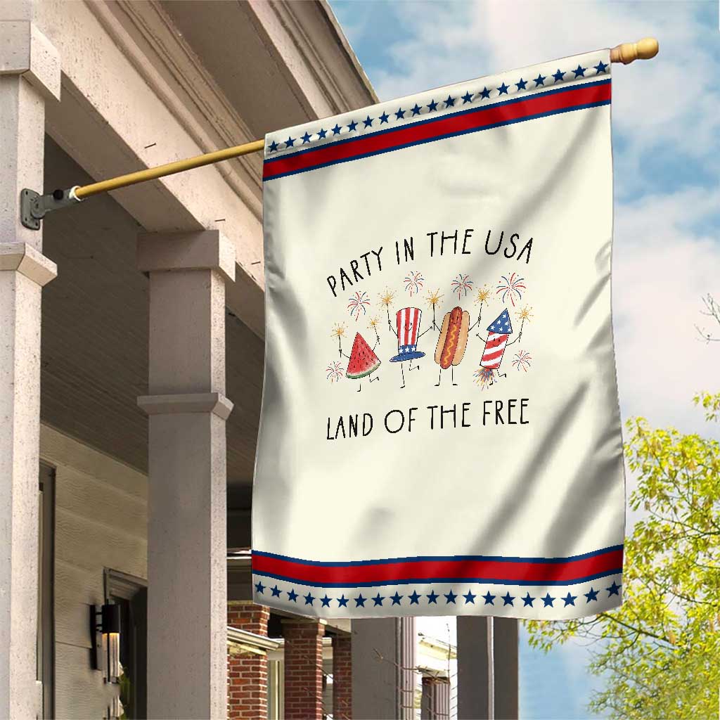 Cute Fourth of July Patriotic Garden Flag Watermelon Hotdog Firework