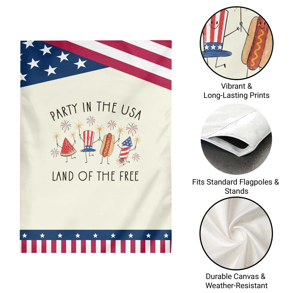 Cute Fourth of July Patriotic Garden Flag Watermelon Hotdog Firework
