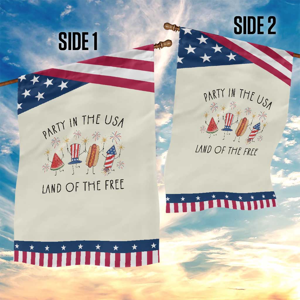 Cute Fourth of July Patriotic Garden Flag Watermelon Hotdog Firework