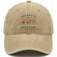 Patriotic Doodle Washed Cotton Baseball Cap Watermelon Hotdog Firework Cute Fourth of July
