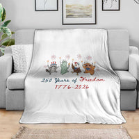 250 Years Of Freedom Throw Blanket Patriotic Doodle America Raccoon Goose Highland Cow 4th of July