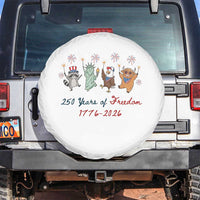250 Years Of Freedom Spare Tire Cover Patriotic Doodle America Raccoon Goose Highland Cow 4th of July