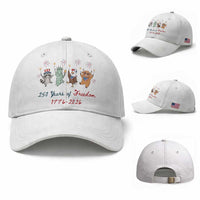 250 Years Of Freedom Baseball Cap Patriotic Doodle America Raccoon Goose Highland Cow 4th of July