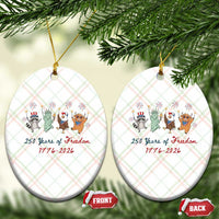 250 Years Of Freedom Ceramic Ornament Patriotic Doodle America Raccoon Goose Highland Cow 4th of July