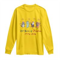 250 Years Of Freedom Long Sleeve Shirt Patriotic Doodle America Raccoon Goose Highland Cow 4th of July