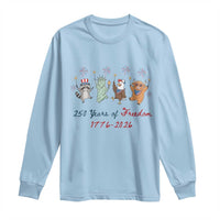 250 Years Of Freedom Long Sleeve Shirt Patriotic Doodle America Raccoon Goose Highland Cow 4th of July