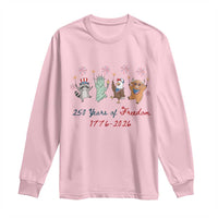 250 Years Of Freedom Long Sleeve Shirt Patriotic Doodle America Raccoon Goose Highland Cow 4th of July